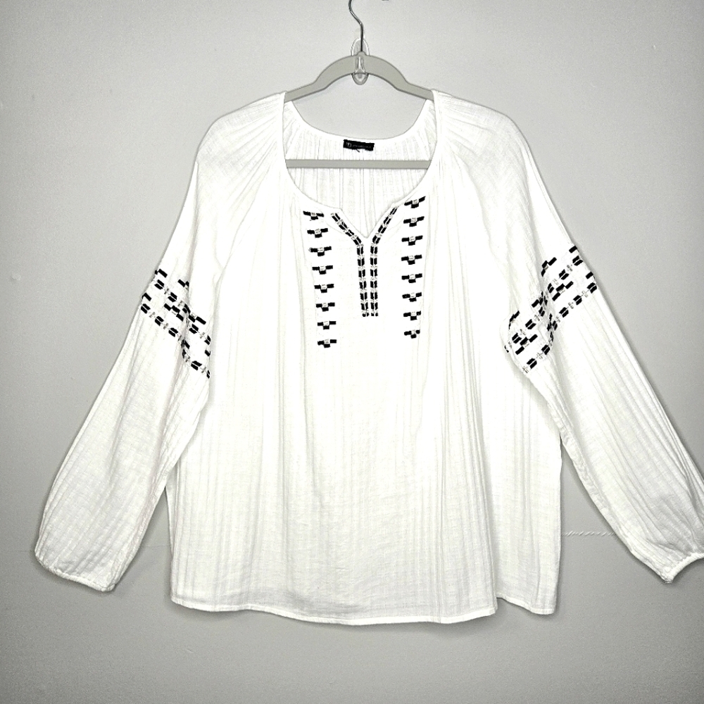 White Embroidered Women's Top